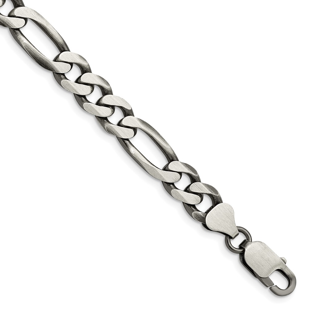 Sterling Silver Antiqued 7.75mm Figaro Chain (QFG220A-9)