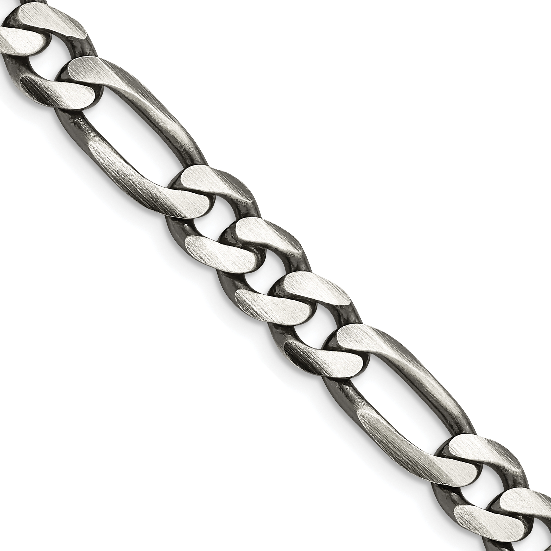 Sterling Silver Antiqued 7.75mm Figaro Chain (QFG220A-24)