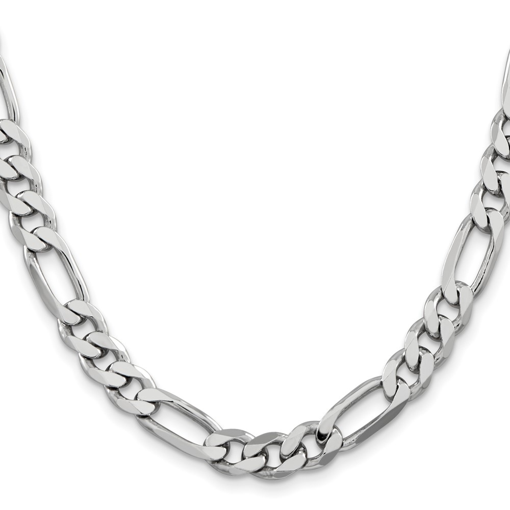 Sterling Silver Rhodium-plated 7.75mm Figaro Chain (QFG220R-20)