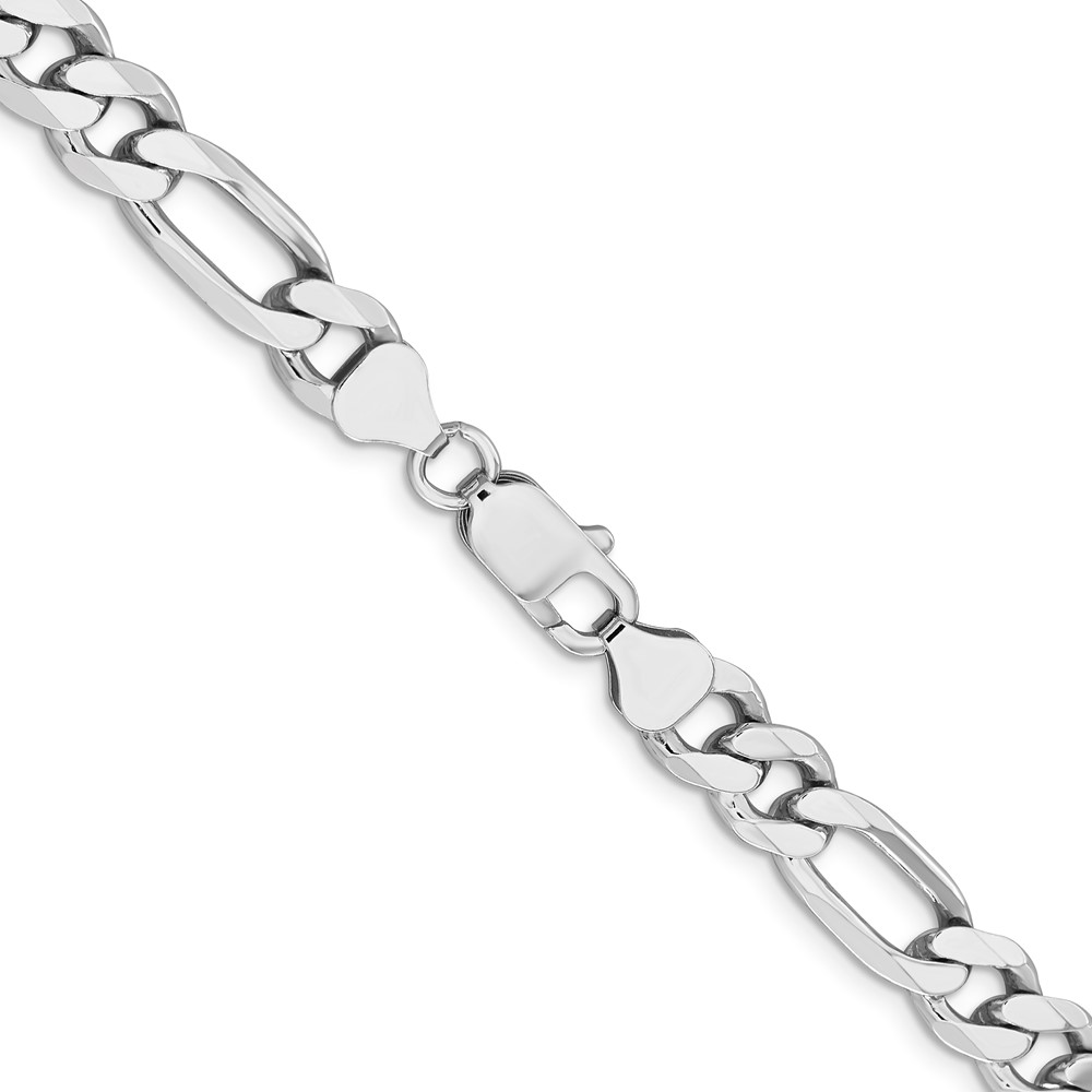 Sterling Silver Rhodium-plated 7.75mm Figaro Chain (QFG220R-20)