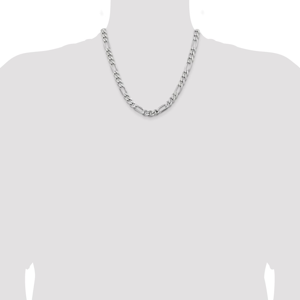 Sterling Silver Rhodium-plated 7.75mm Figaro Chain (QFG220R-20)