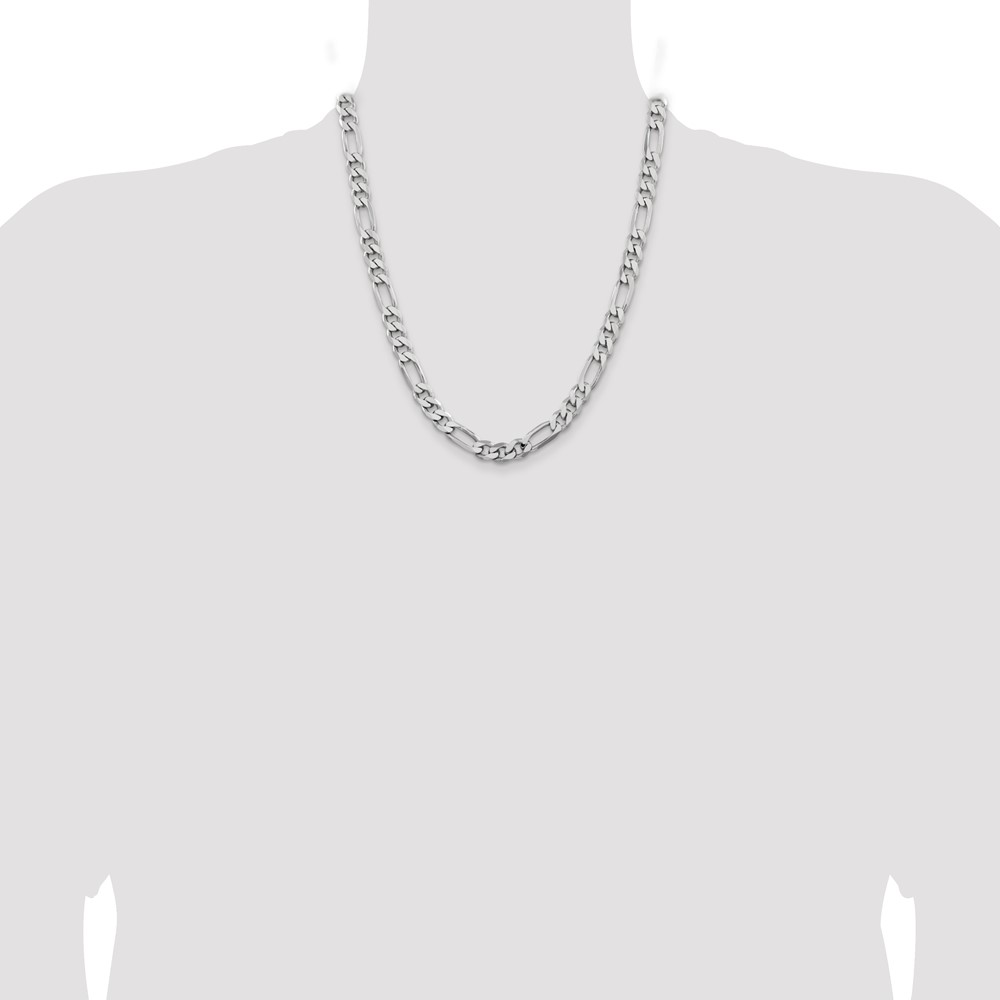 Sterling Silver Rhodium-plated 7.75mm Figaro Chain (QFG220R-22)