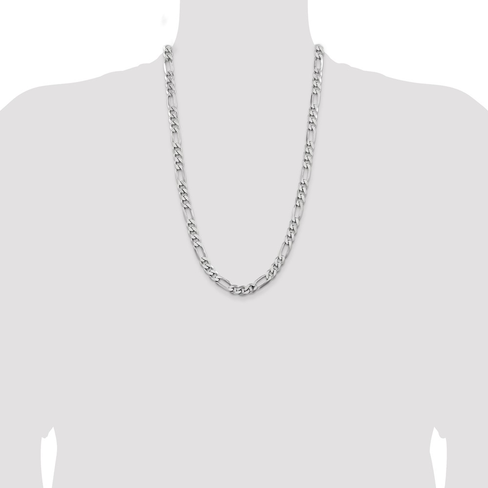 Sterling Silver Rhodium-plated 7.75mm Figaro Chain (QFG220R-26)