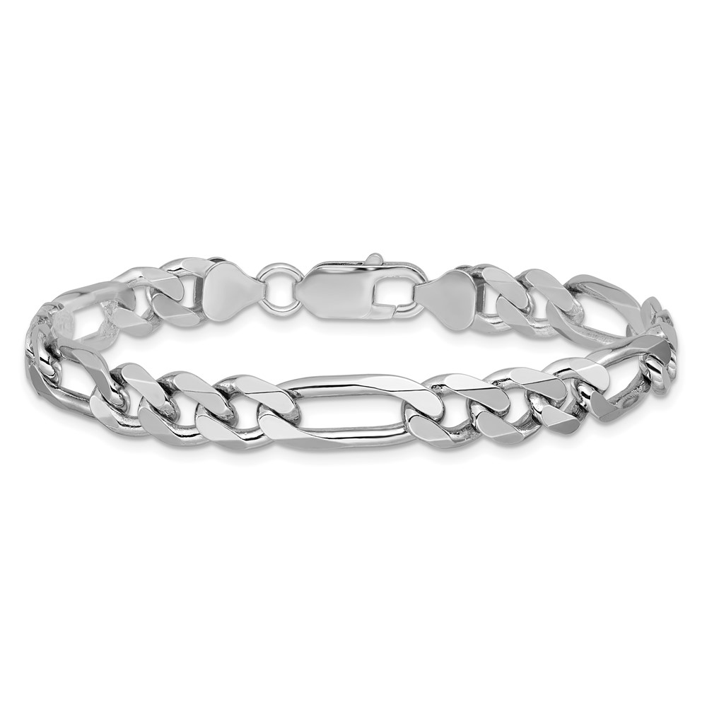 Sterling Silver Rhodium-plated 7.75mm Figaro Chain (QFG220R-9)