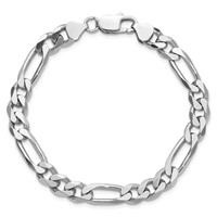 Sterling Silver Rhodium-plated 7.75mm Figaro Chain view 4