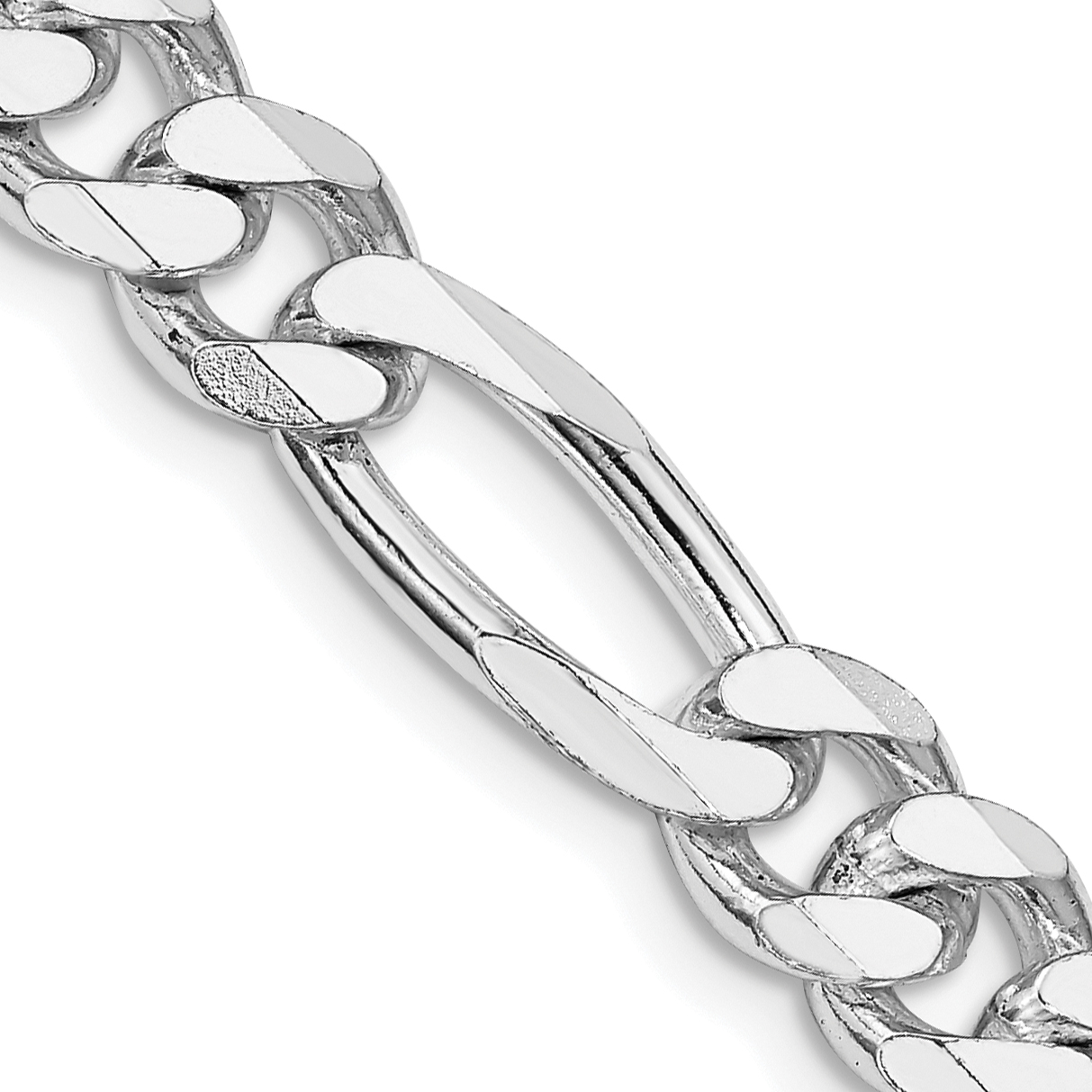 Sterling Silver Rhodium-plated 7.75mm Figaro Chain (QFG220R-20)