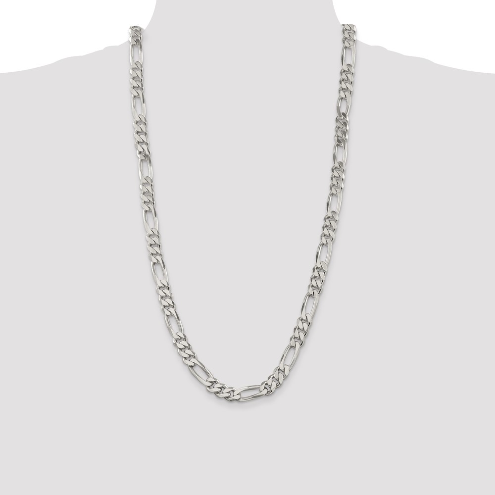 Sterling Silver 9mm Figaro Chain (QFG250-28)