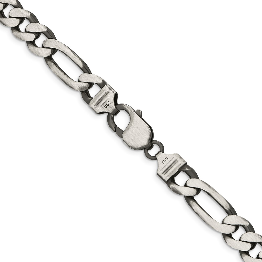 Sterling Silver Antiqued 9mm Figaro Chain (QFG250A-28)