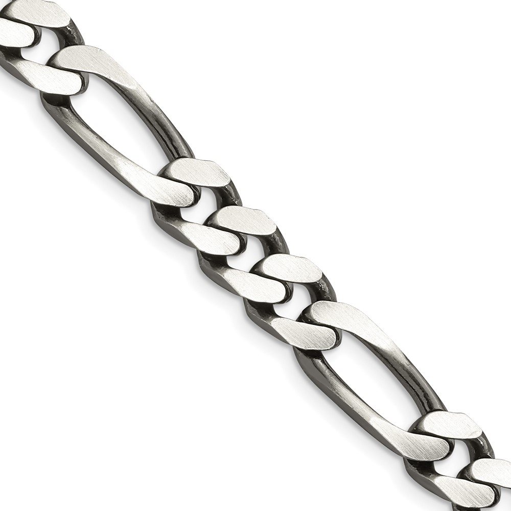 Sterling Silver Antiqued 9mm Figaro Chain (QFG250A-20)