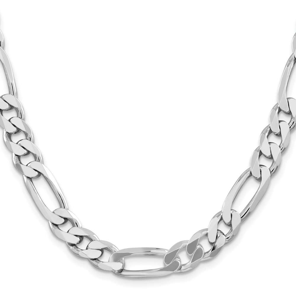 Sterling Silver Rhodium-plated 9mm Figaro Chain (QFG250R-24)