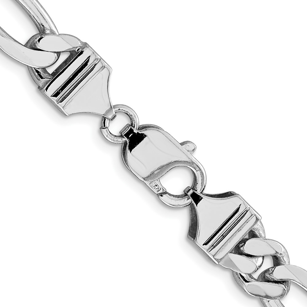 Sterling Silver Rhodium-plated 9mm Figaro Chain (QFG250R-24)