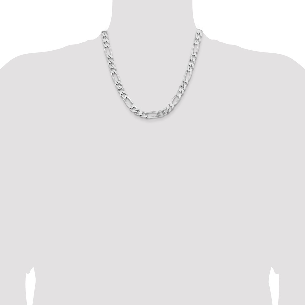 Sterling Silver Rhodium-plated 9mm Figaro Chain (QFG250R-20)