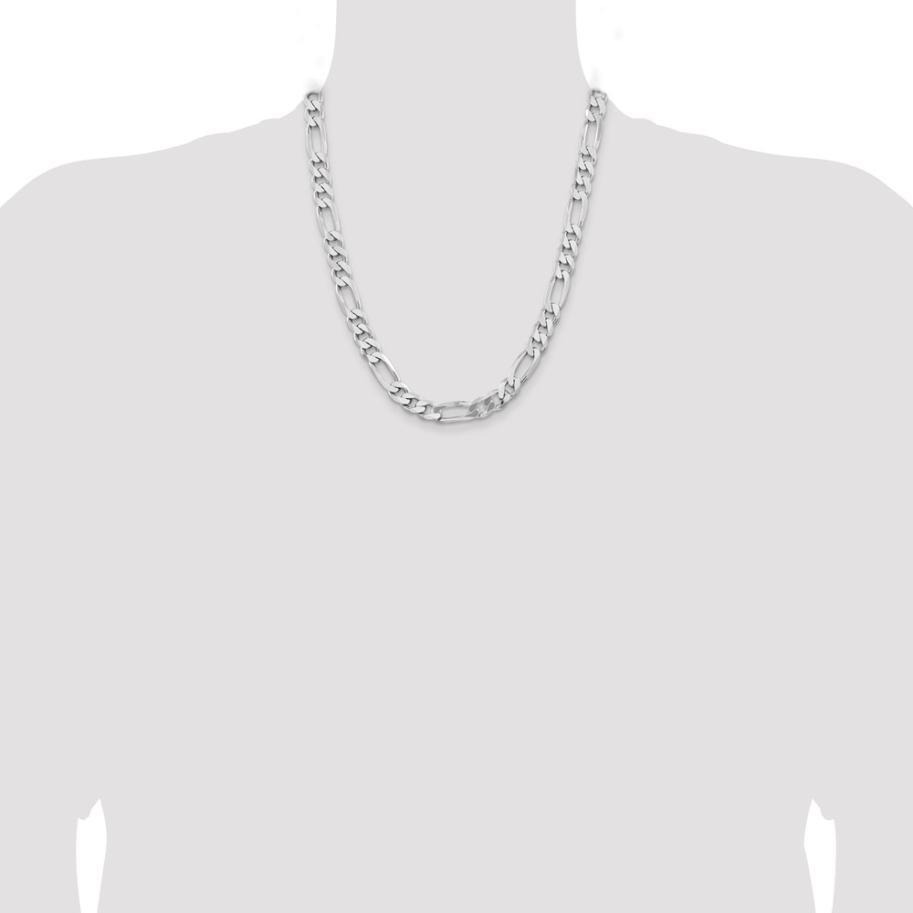Sterling Silver Rhodium-plated 9mm Figaro Chain (QFG250R-22)