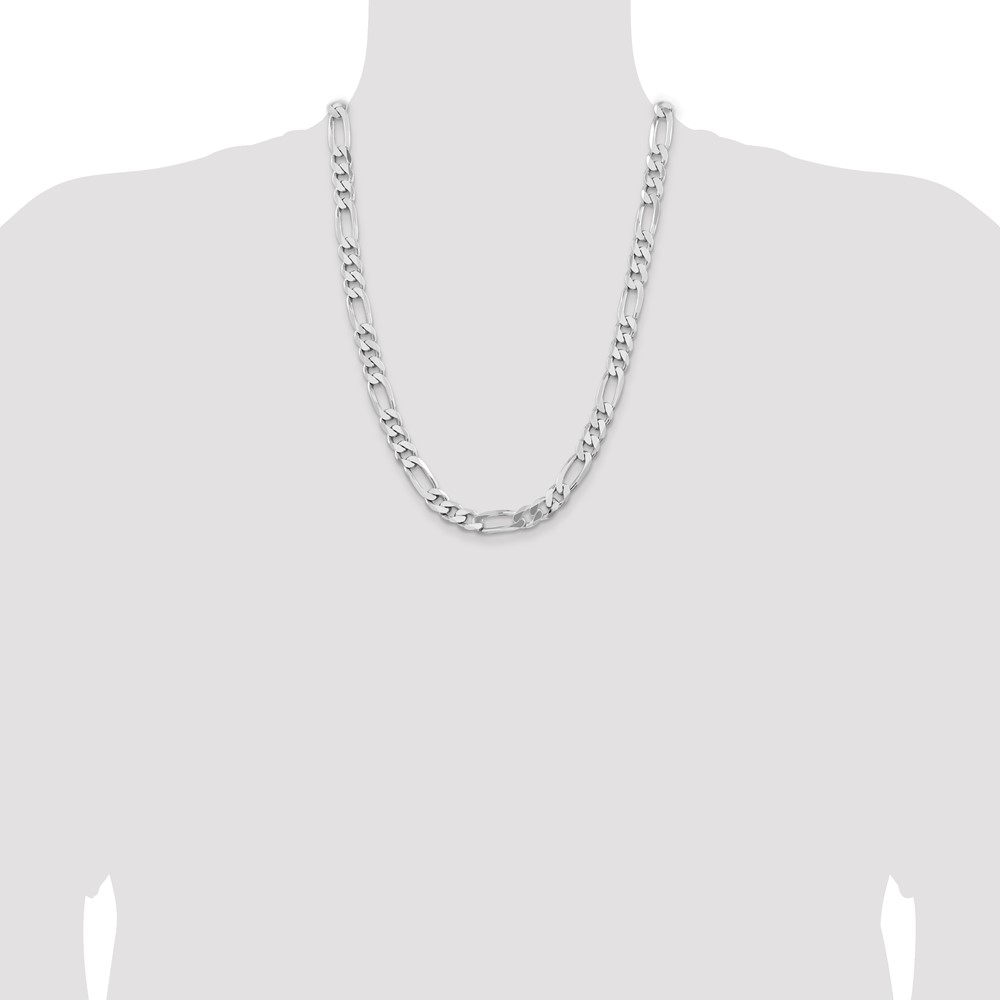 Sterling Silver Rhodium-plated 9mm Figaro Chain (QFG250R-24)