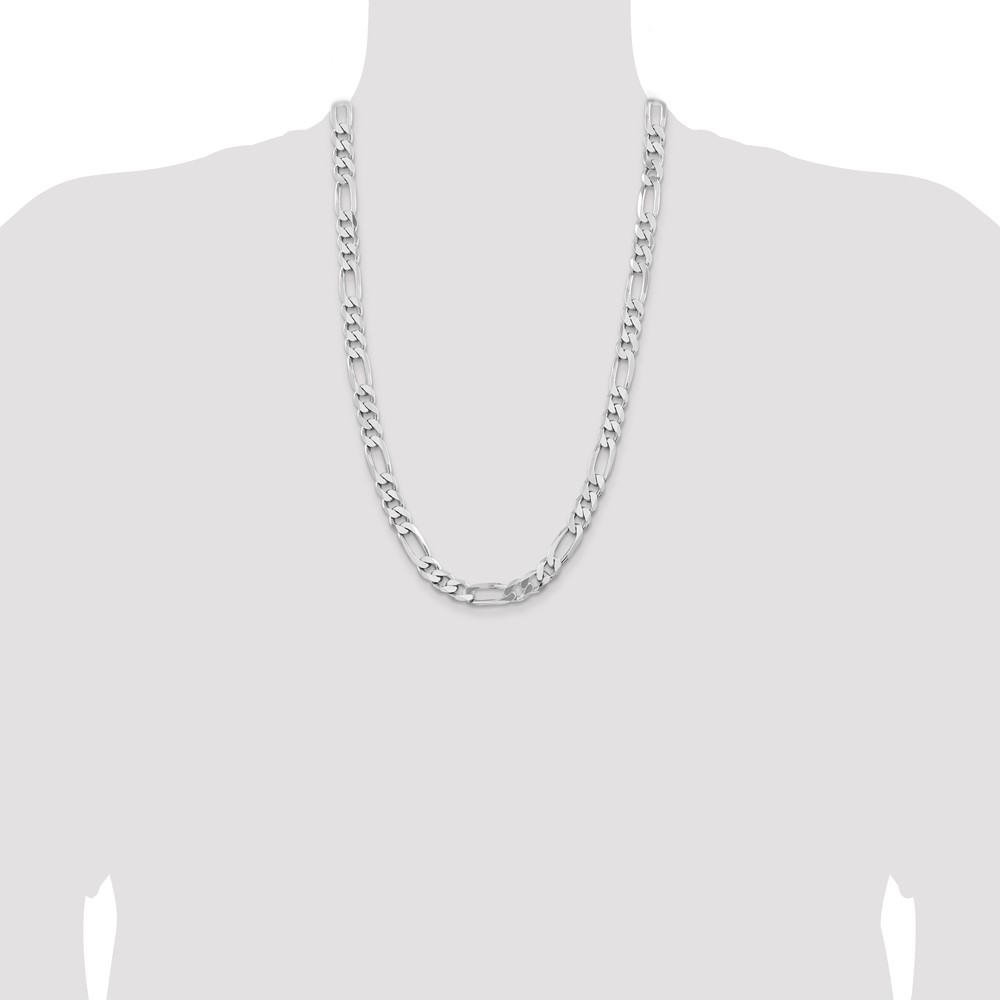 Sterling Silver Rhodium-plated 9mm Figaro Chain (QFG250R-26)
