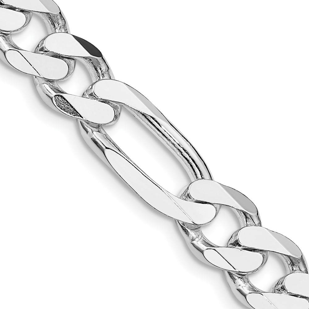 Sterling Silver Rhodium-plated 9mm Figaro Chain (QFG250R-24)