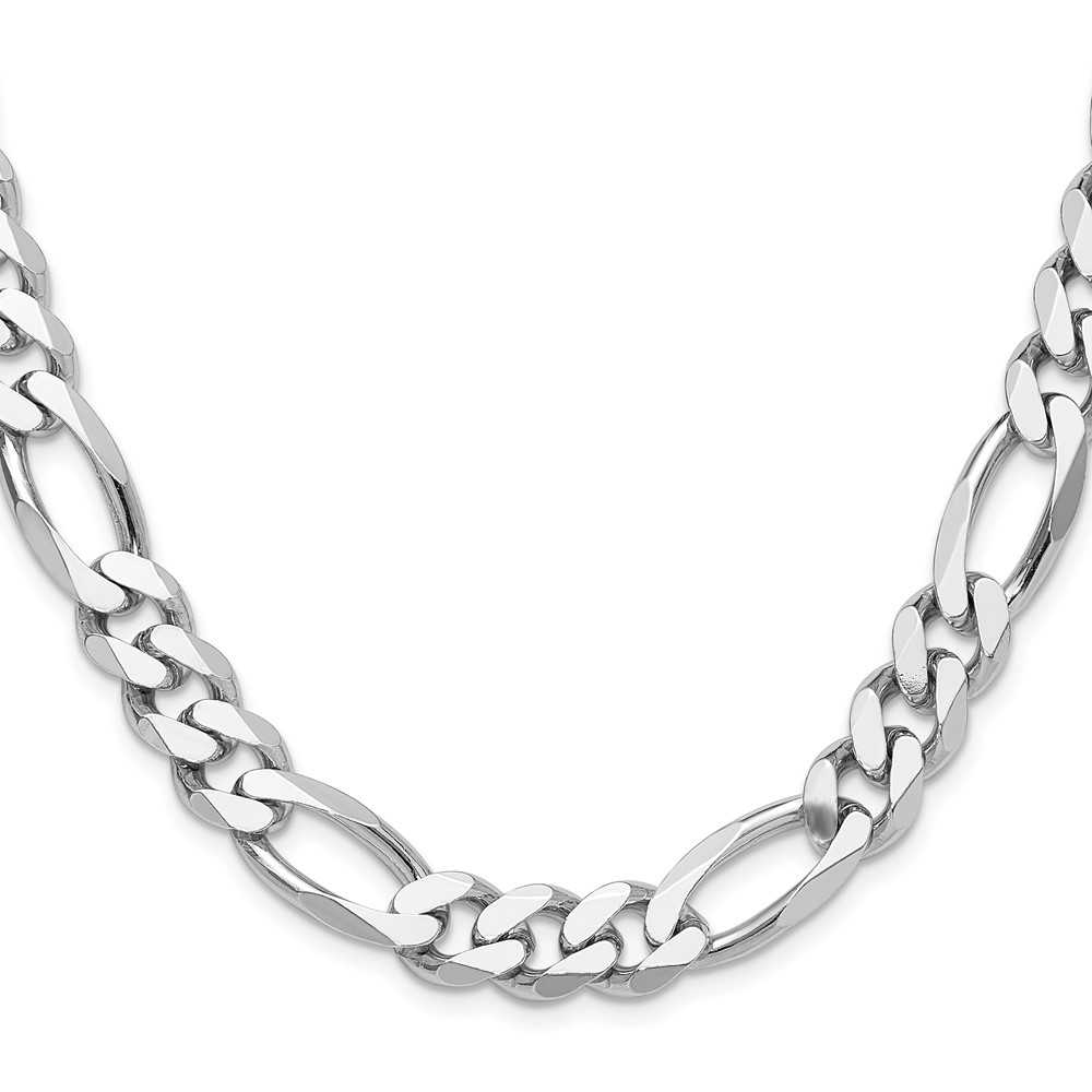 Sterling Silver Rhodium-plated 10.2mm Figaro Chain (QFG280R-28)