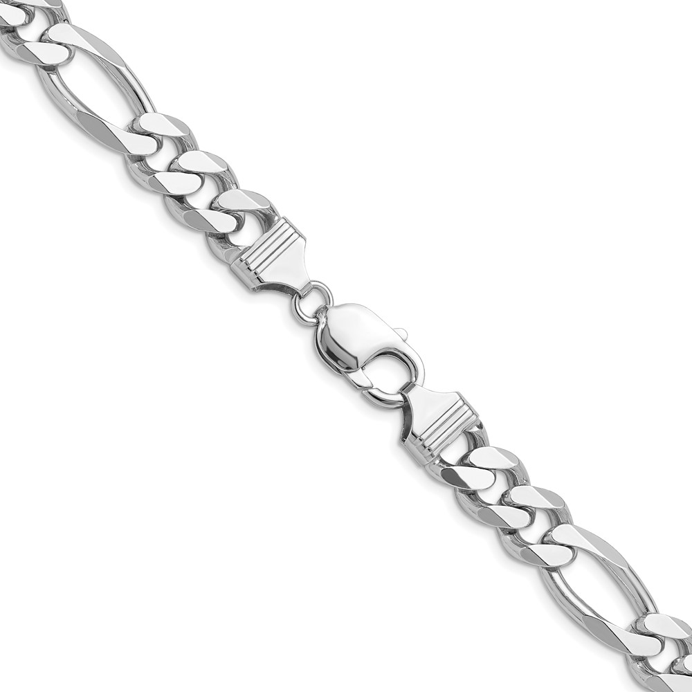 Sterling Silver Rhodium-plated 10.2mm Figaro Chain (QFG280R-28)