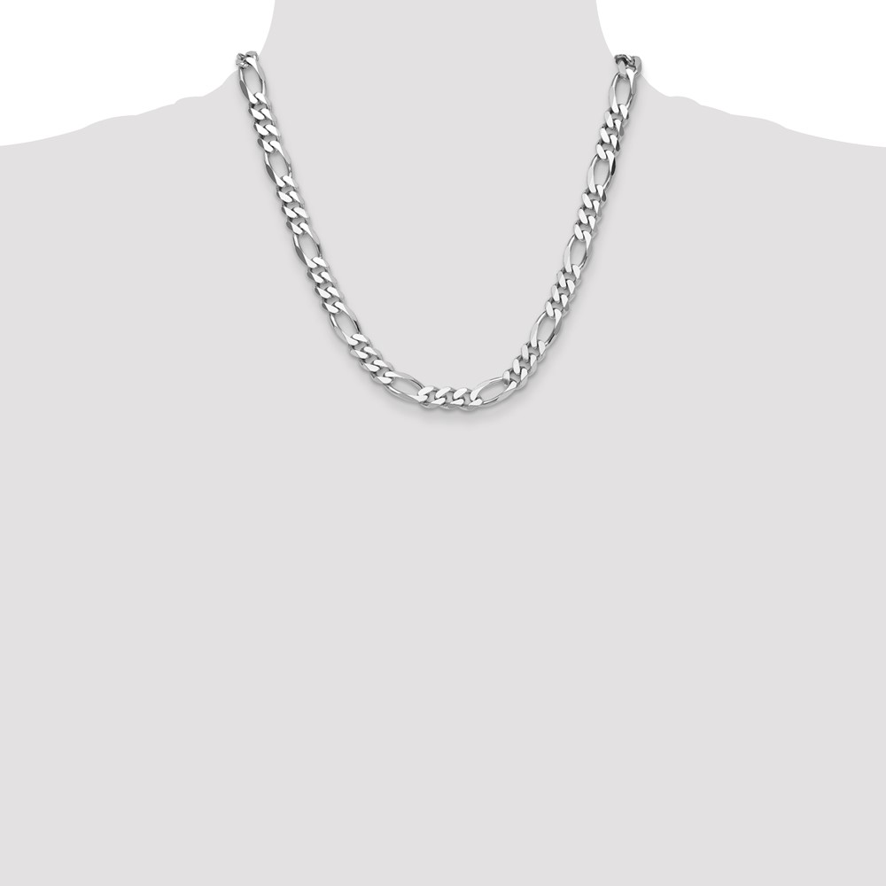 Sterling Silver Rhodium-plated 10.2mm Figaro Chain (QFG280R-20)