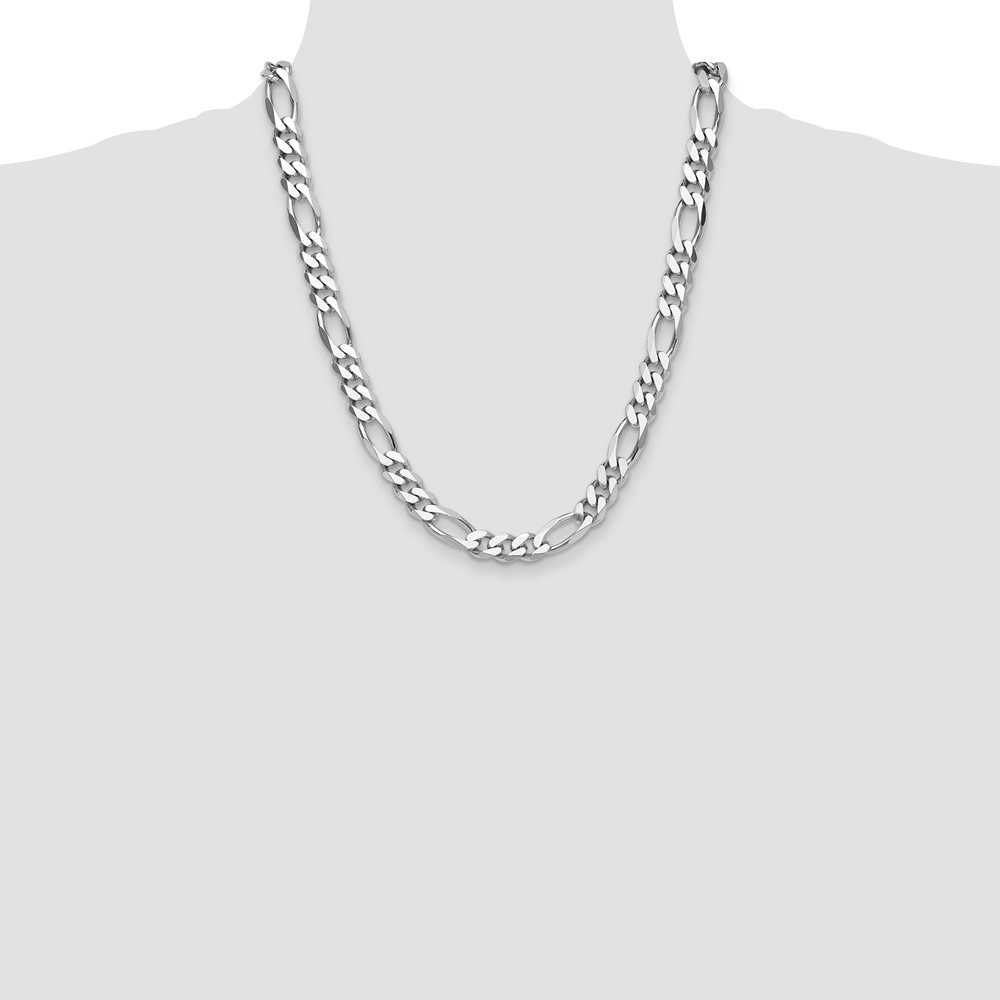 Sterling Silver Rhodium-plated 10.2mm Figaro Chain (QFG280R-22)