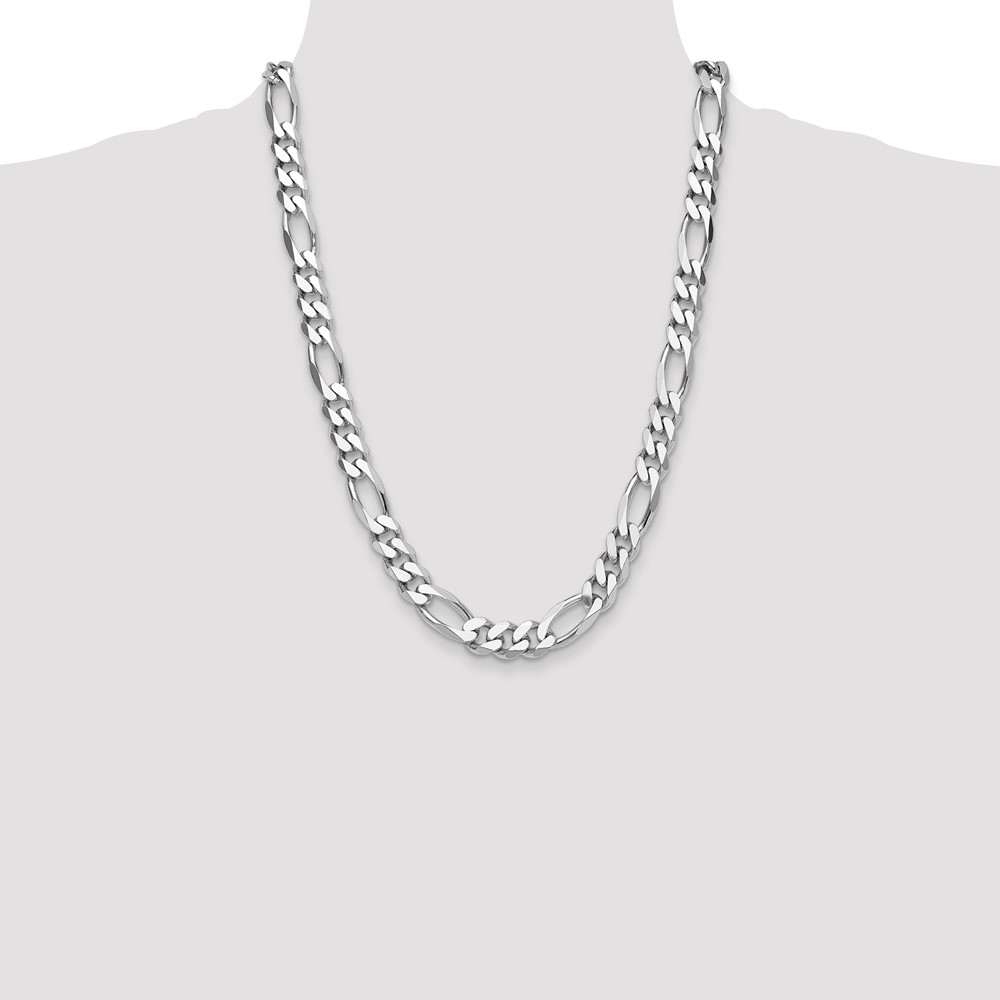 Sterling Silver Rhodium-plated 10.2mm Figaro Chain (QFG280R-24)