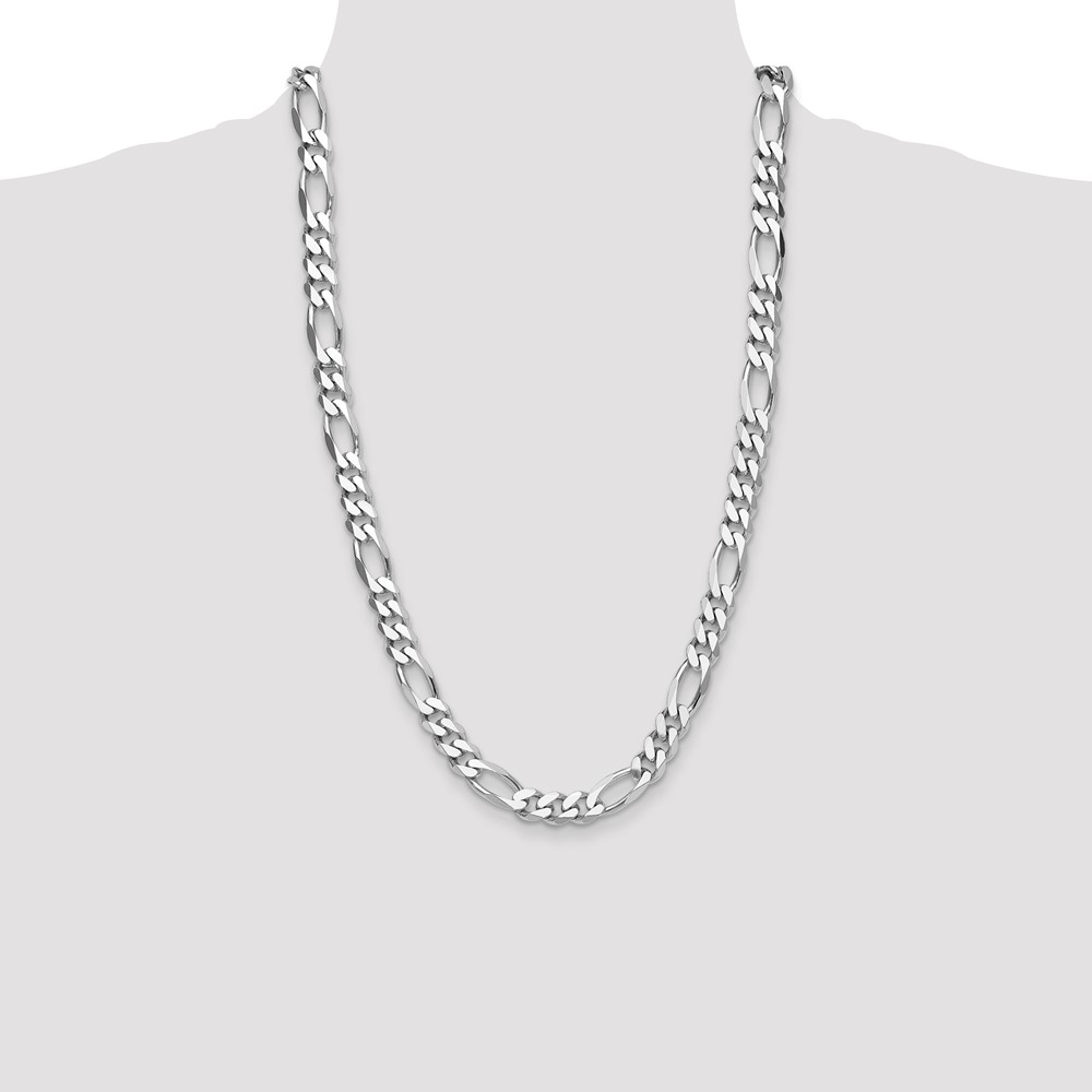 Sterling Silver Rhodium-plated 10.2mm Figaro Chain (QFG280R-26)