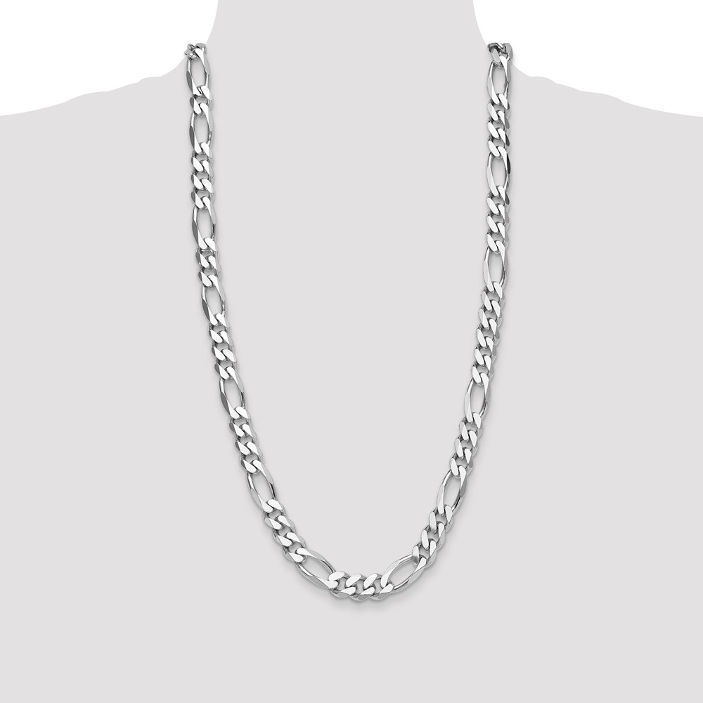 Sterling Silver Rhodium-plated 10.2mm Figaro Chain (QFG280R-28)