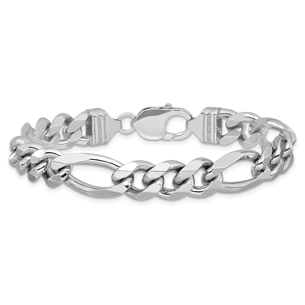 Sterling Silver Rhodium-plated 10.2mm Figaro Chain (QFG280R-8)