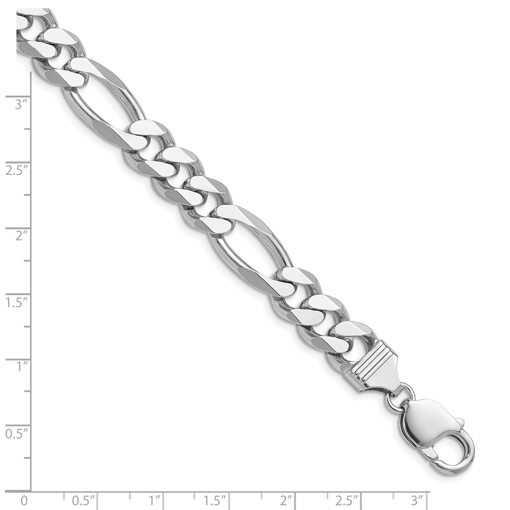 Sterling Silver Rhodium-plated 10.2mm Figaro Chain (QFG280R-8)
