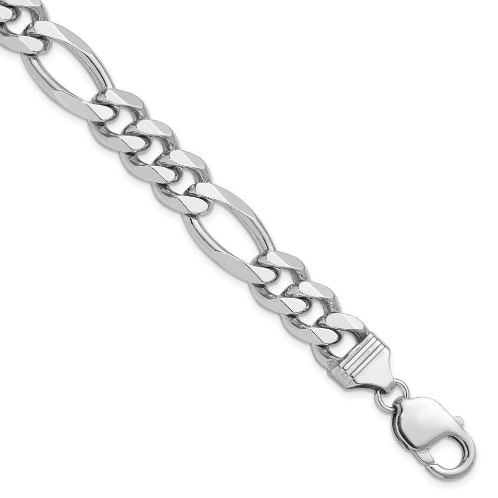 Sterling Silver Rhodium-plated 10.2mm Figaro Chain (QFG280R-8)