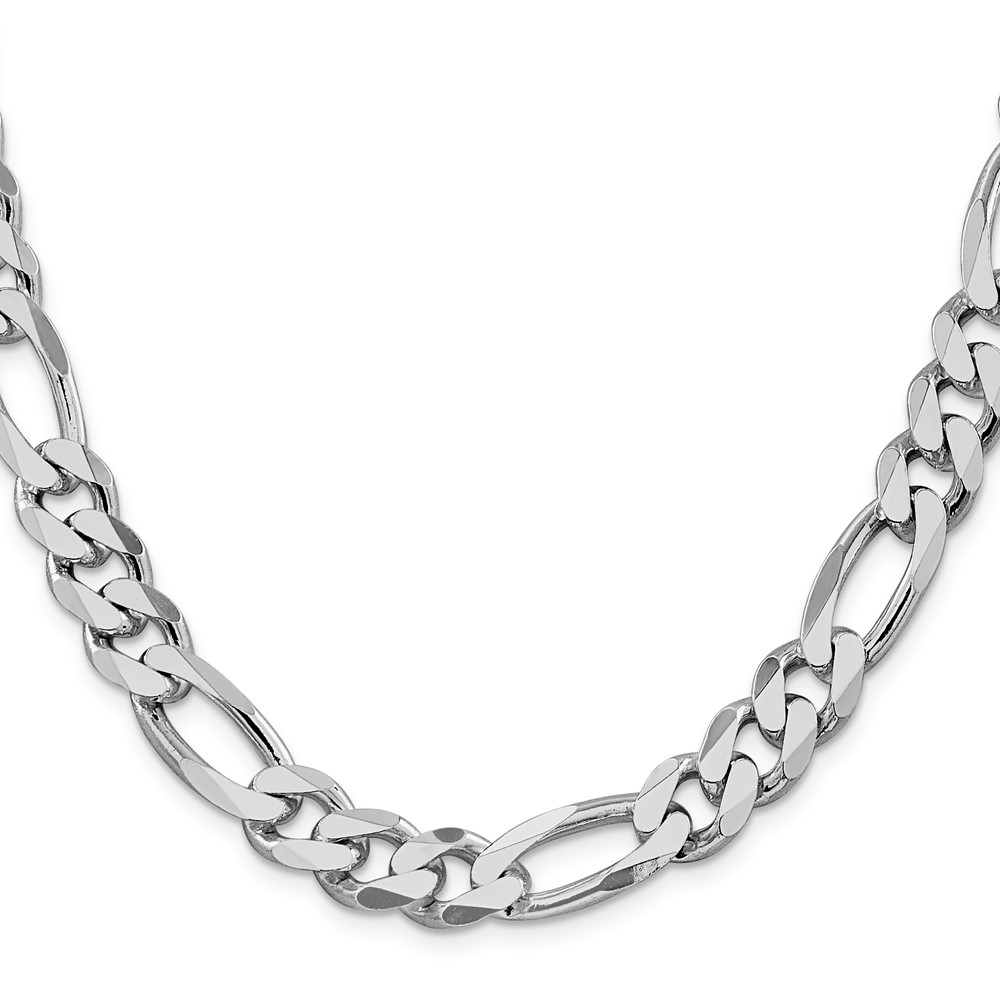 Sterling Silver Rhodium-plated 10.75mm Figaro Chain (QFG300R-22)