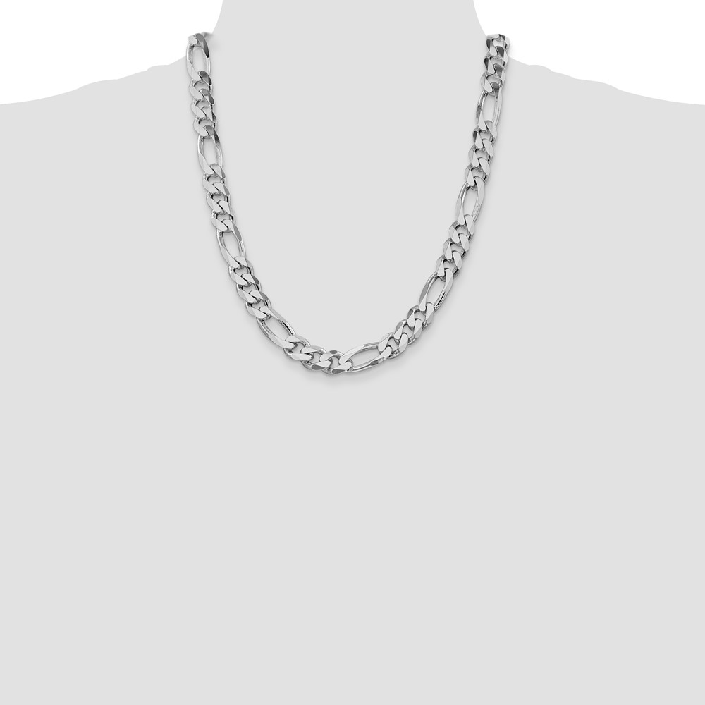 Sterling Silver Rhodium-plated 10.75mm Figaro Chain (QFG300R-22)