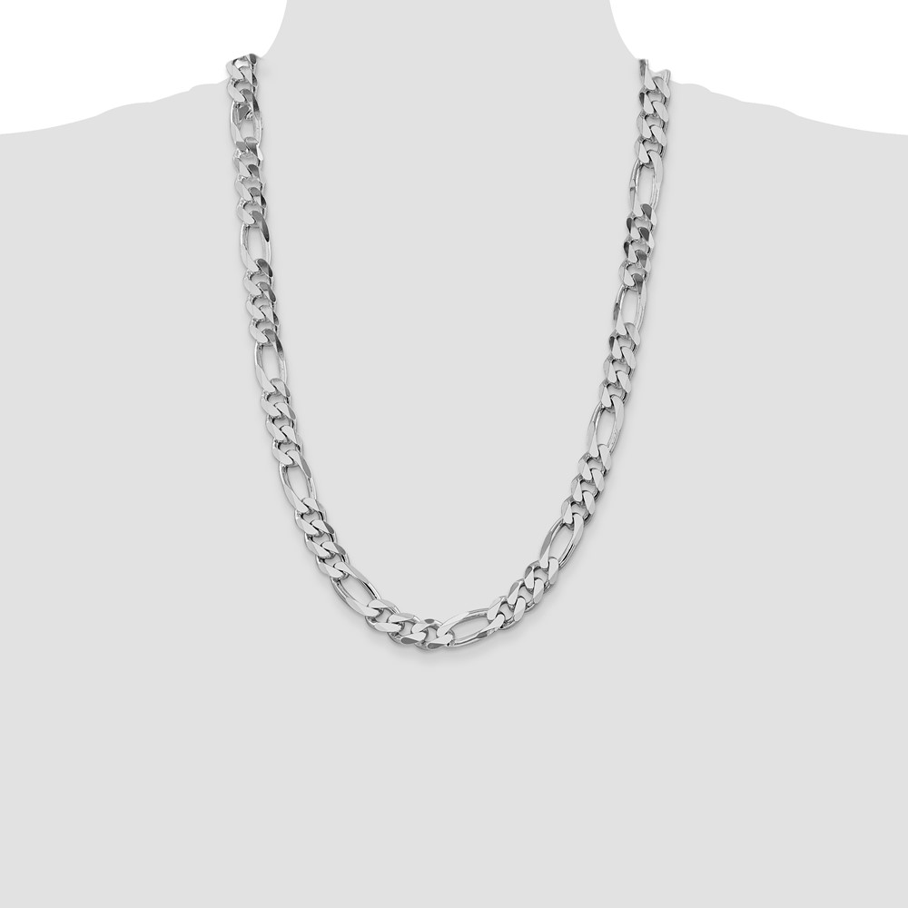 Sterling Silver Rhodium-plated 10.75mm Figaro Chain (QFG300R-26)