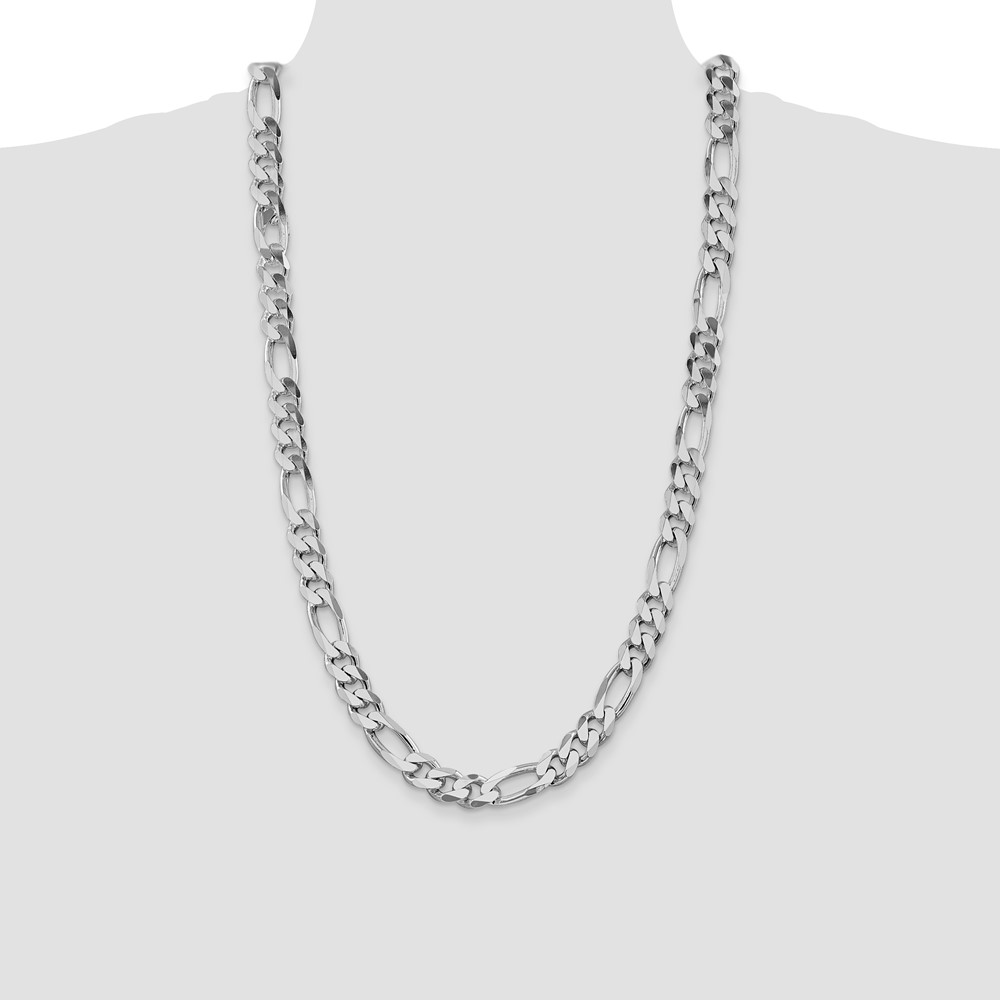 Sterling Silver Rhodium-plated 10.75mm Figaro Chain (QFG300R-28)