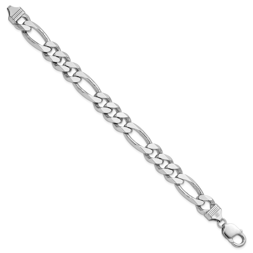 Sterling Silver Rhodium-plated 10.75mm Figaro Chain (QFG300R-8)