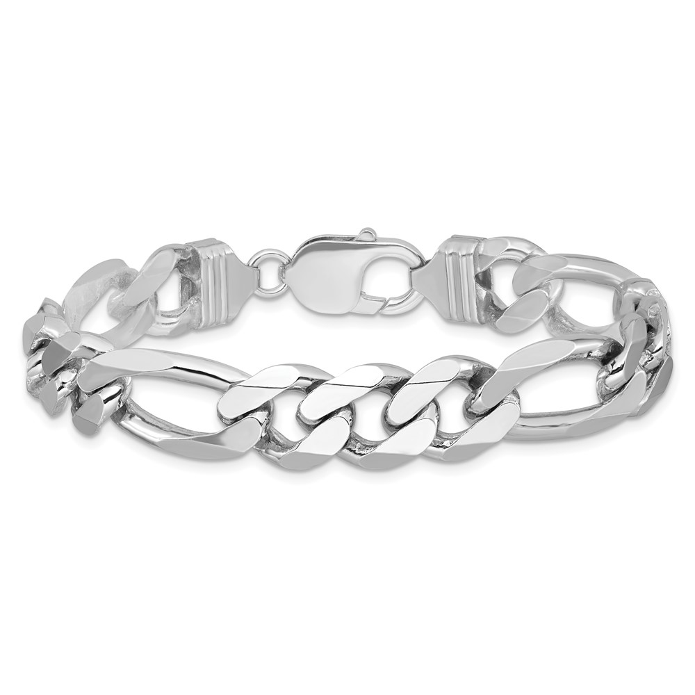 Sterling Silver Rhodium-plated 10.75mm Figaro Chain (QFG300R-8)