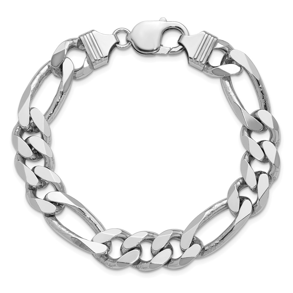 Sterling Silver Rhodium-plated 10.75mm Figaro Chain (QFG300R-8)