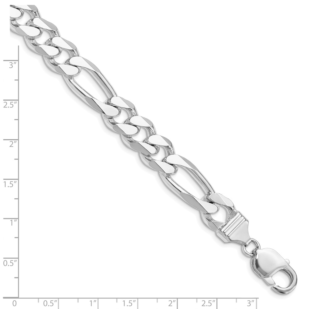 Sterling Silver Rhodium-plated 10.75mm Figaro Chain (QFG300R-8)