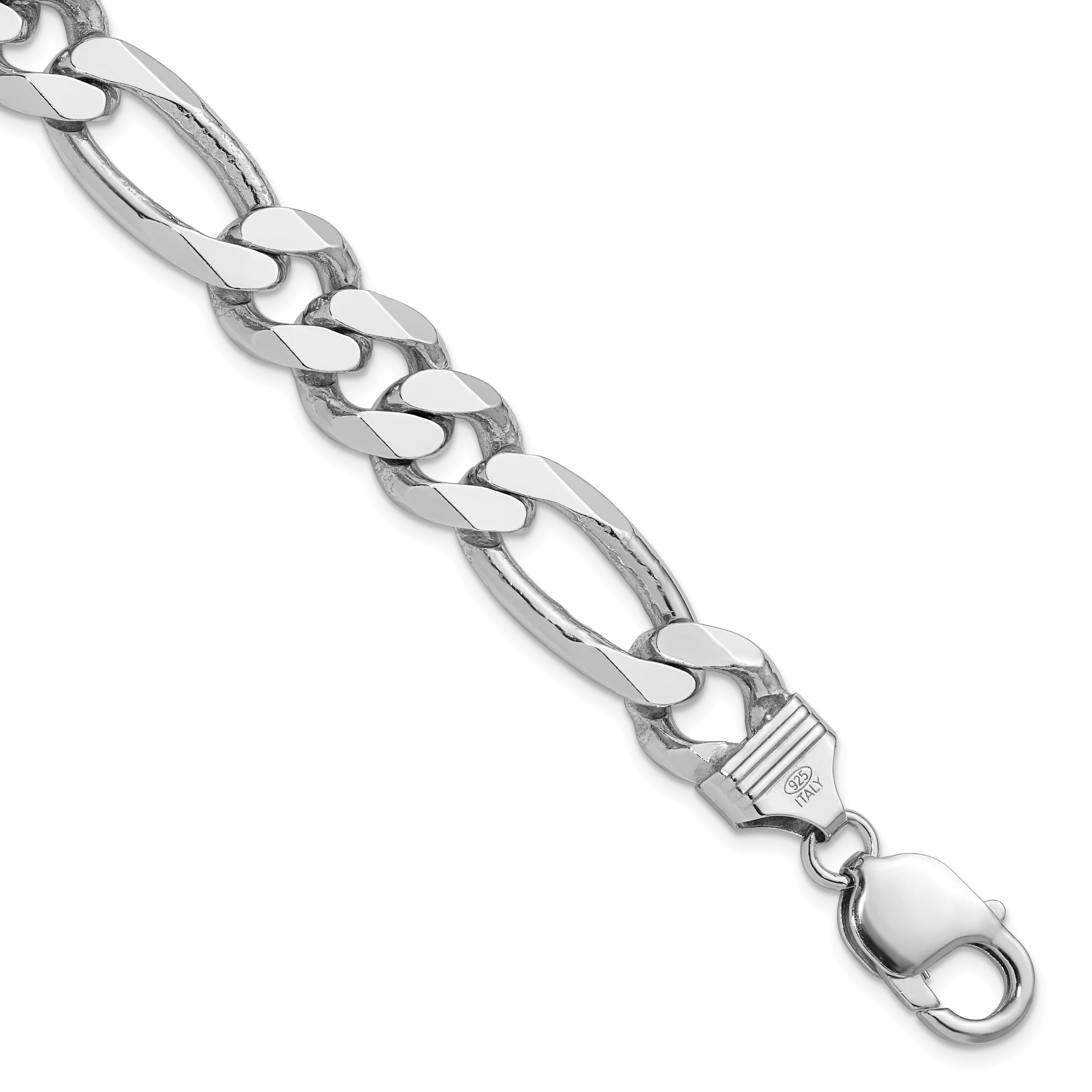Sterling Silver Rhodium-plated 10.75mm Figaro Chain (QFG300R-8)