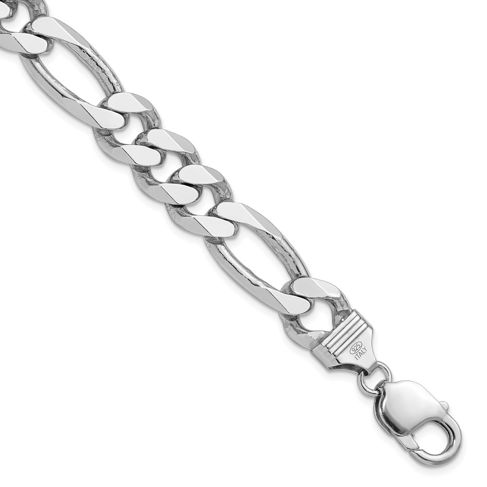 Sterling Silver Rhodium-plated 10.75mm Figaro Chain (QFG300R-8)