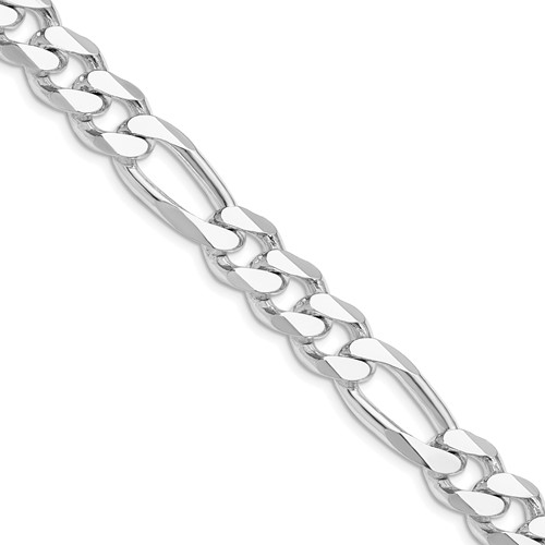 Sterling Silver Rhodium-plated 10.75mm Figaro Chain
