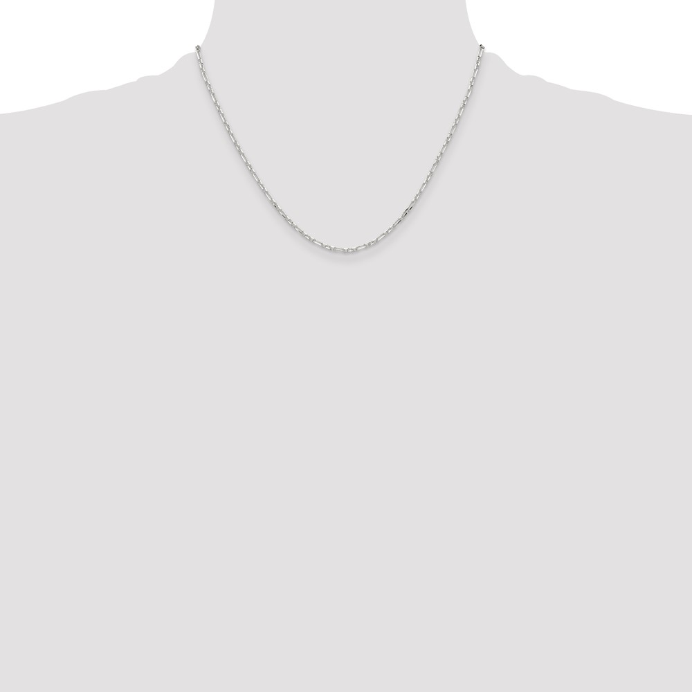 Sterling Silver D/C 2mm 3 Short Plus 1 Long Cable Link Chain (QFL060-18)