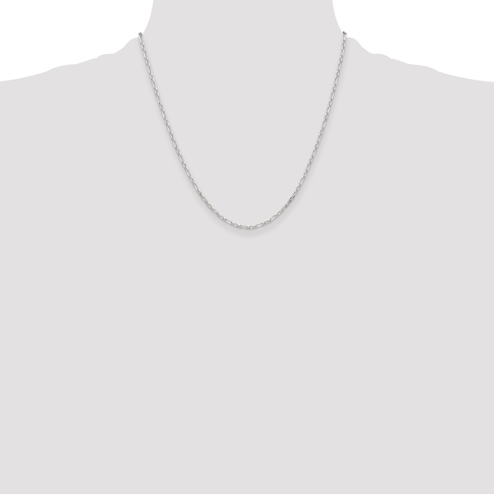Sterling Silver D/C 2mm 3 Short Plus 1 Long Cable Link Chain (QFL060-20)