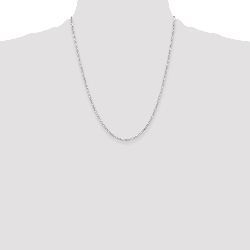 Sterling Silver D/C 2mm 3 Short Plus 1 Long Cable Link Chain (QFL060-22)