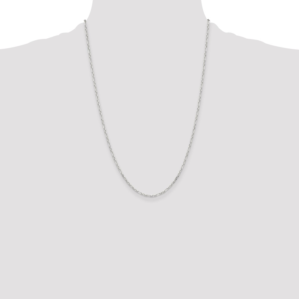 Sterling Silver D/C 2mm 3 Short Plus 1 Long Cable Link Chain (QFL060-24)