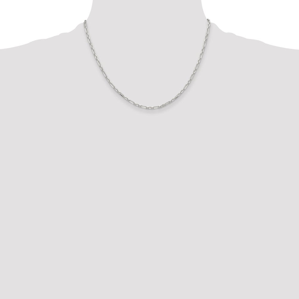 Sterling Silver D/C 3mm 3 Short Plus 1 Long Cable Link Chain (QFL080-18)