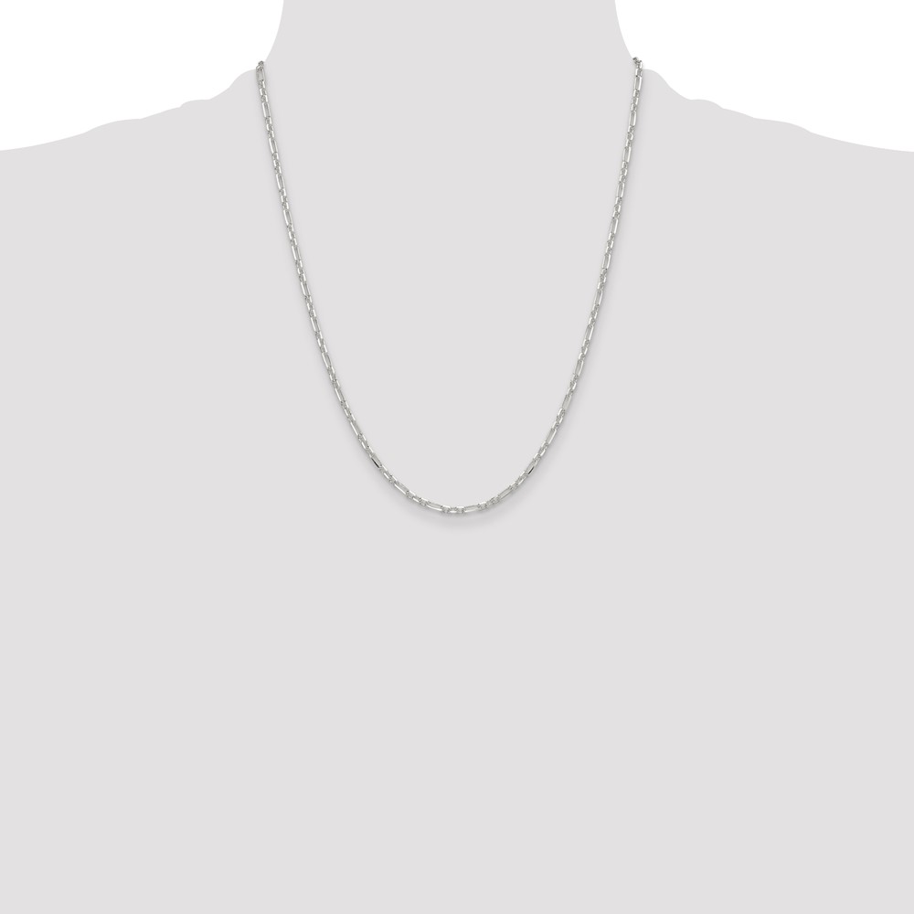 Sterling Silver D/C 3mm 3 Short Plus 1 Long Cable Link Chain (QFL080-22)
