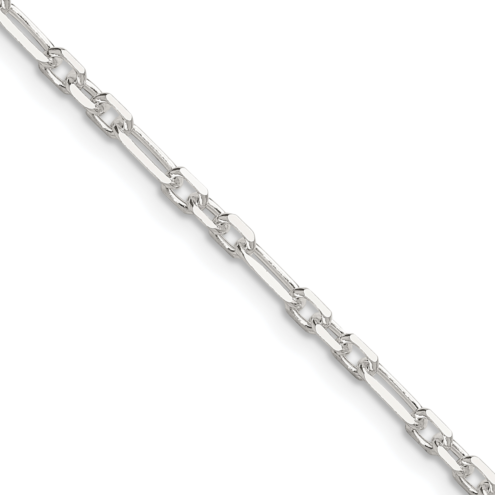 Sterling Silver D/C 3mm 3 Short Plus 1 Long Cable Link Chain (QFL080-16)