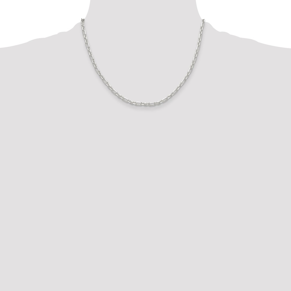 Sterling Silver D/C 4mm 3 Short Plus 1 Long Cable Link Chain (QFL100-18)