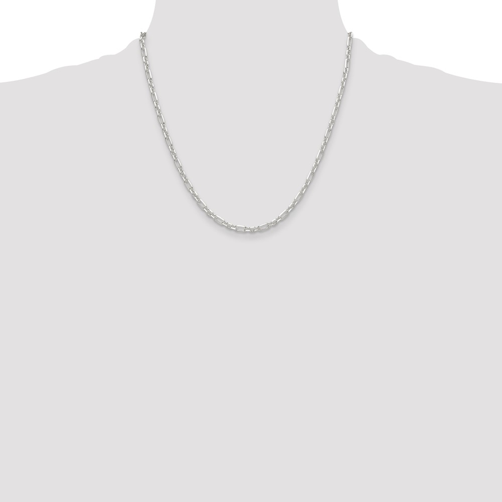Sterling Silver D/C 4mm 3 Short Plus 1 Long Cable Link Chain (QFL100-20)